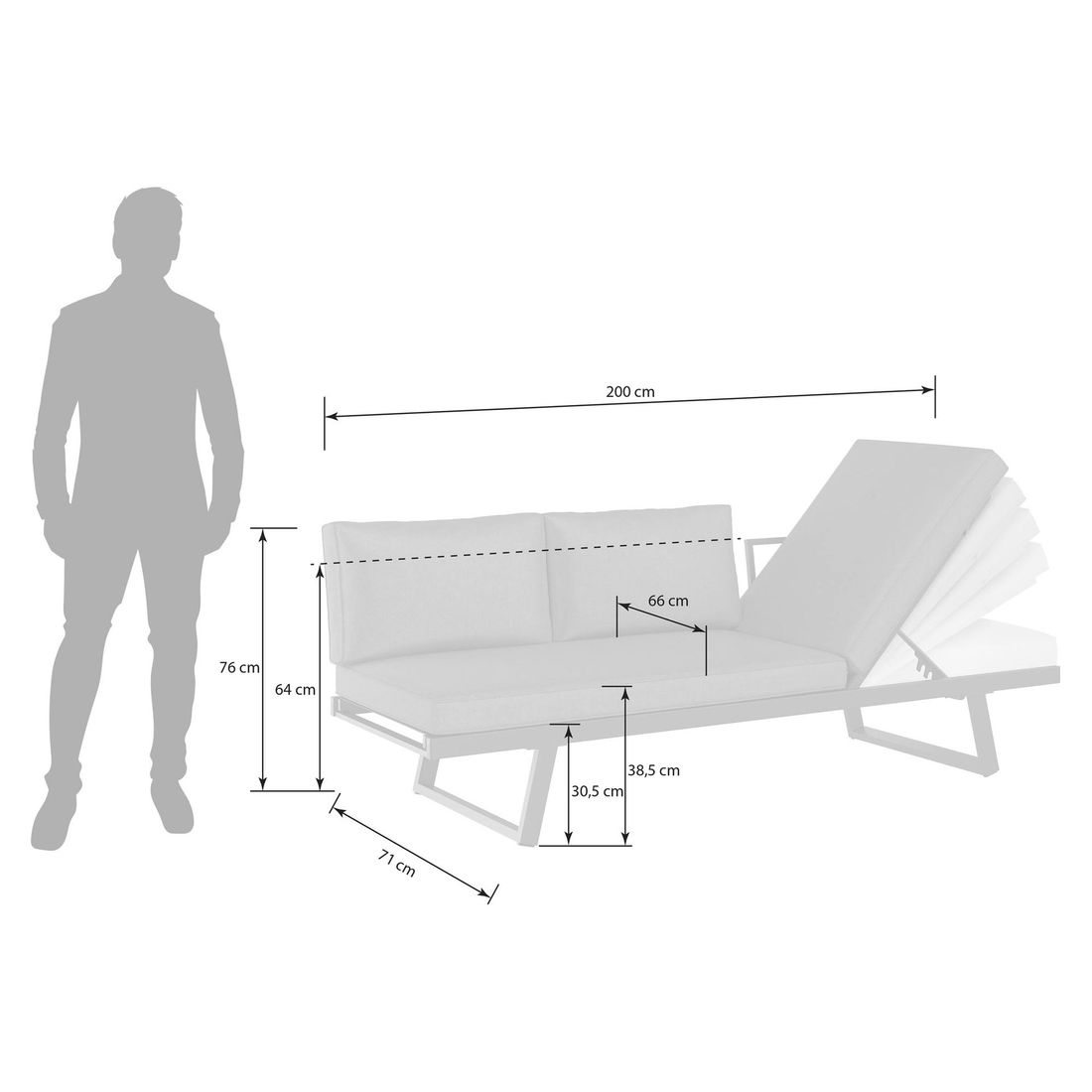 OUTLIV. Lucca Gartenloungesofa Aluminium/Olefin