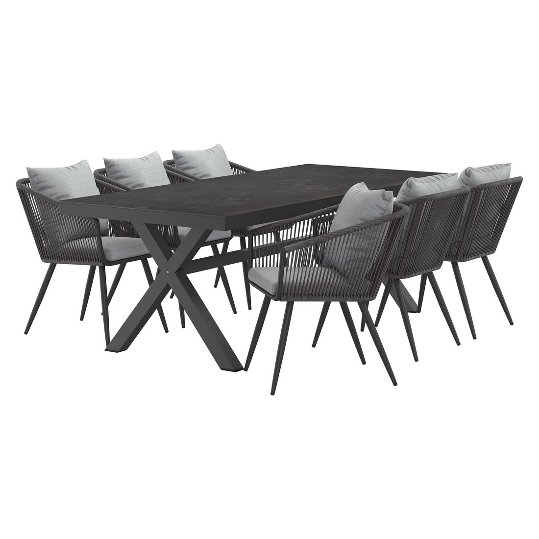 OUTLIV. Alex Gartenmöbel-Set L (6 Plätze) Tisch 220x100cm X-Form