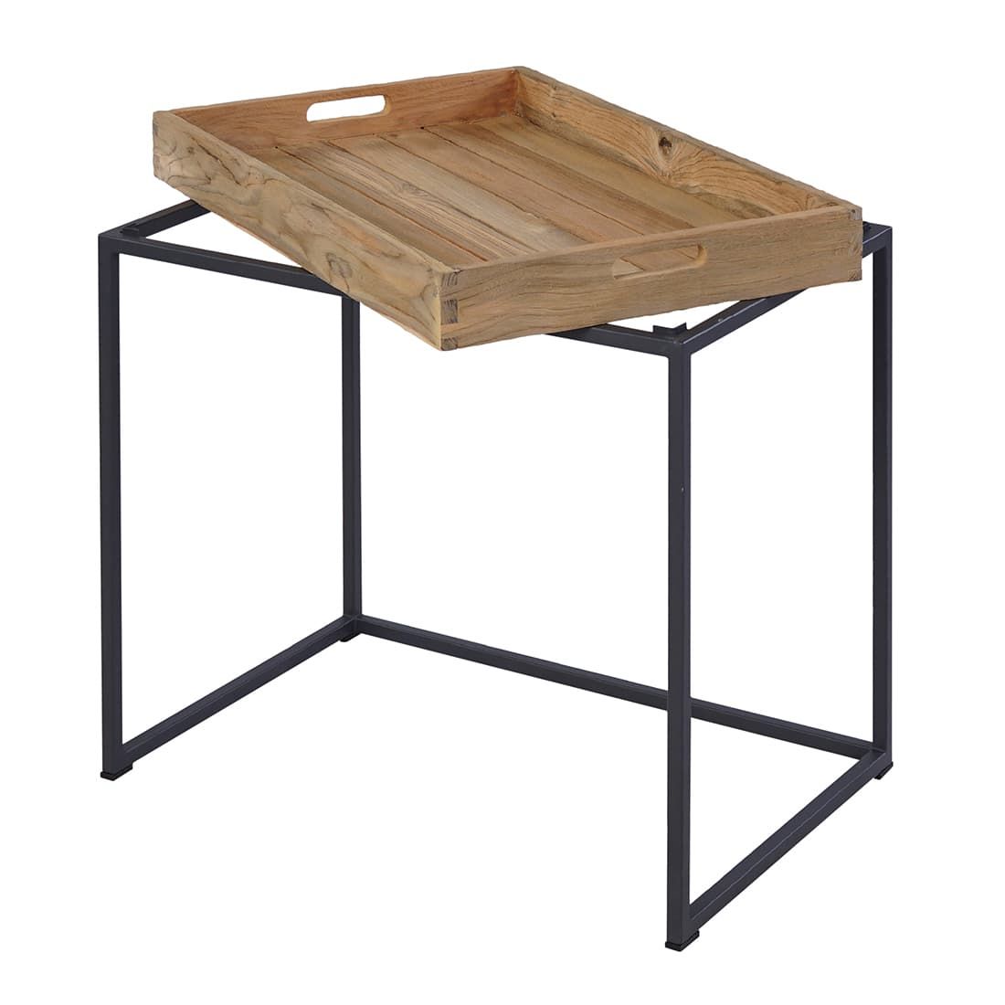 OUTLIV. Tray Beistelltisch 60x40cm Stahl/Teak Recycelt
