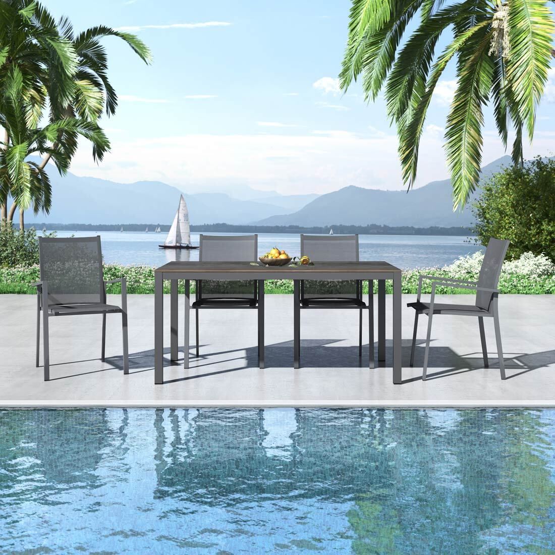 OUTLIV. Kobe Gartenmöbel-Set M (4 Plätze) Tisch 160x90cm