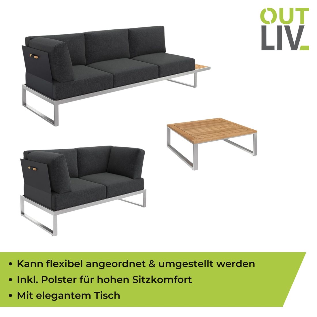 OUTLIV. Capri Ecklounge Edelstahl/Kunstfaser
