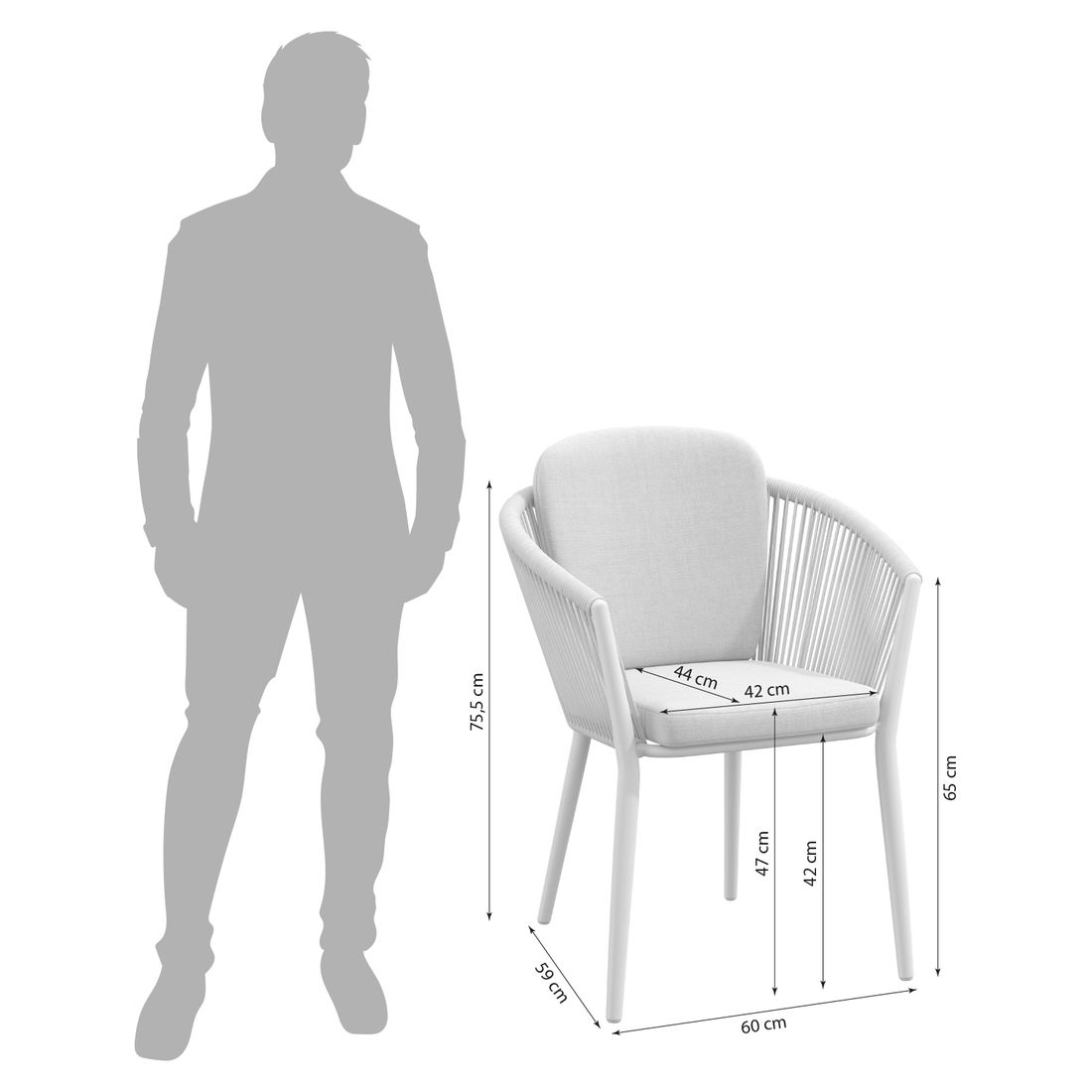 OUTLIV. Monet Gartensessel Aluminium mit Sitz- und Rückenkissen