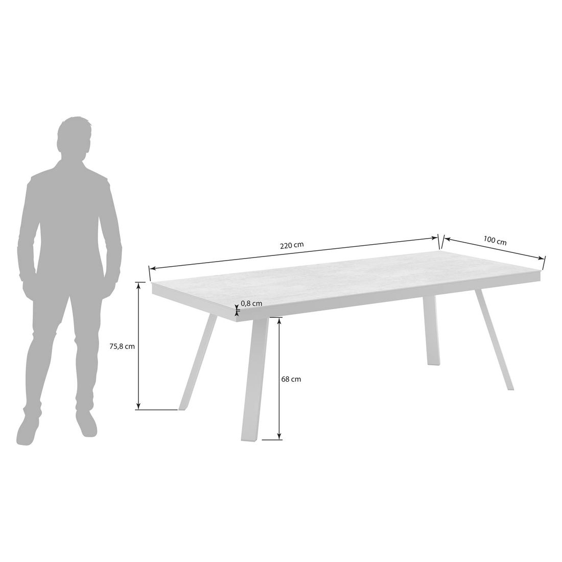 OUTLIV. Gartentisch 220x100cm Aluminium/Dekton