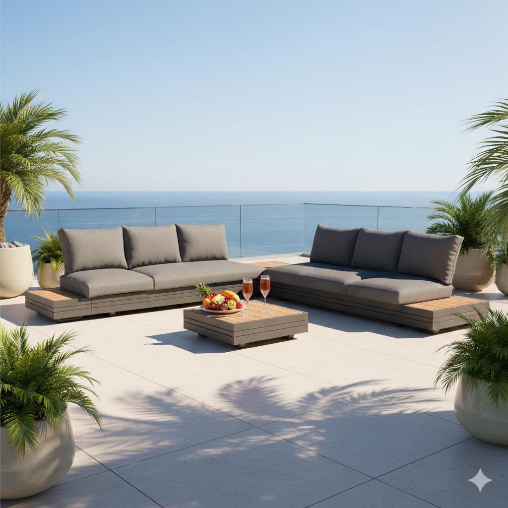 Zebra Cubo Neo Ecklounge inkl. Loungetische Aluminium/Sunproof
