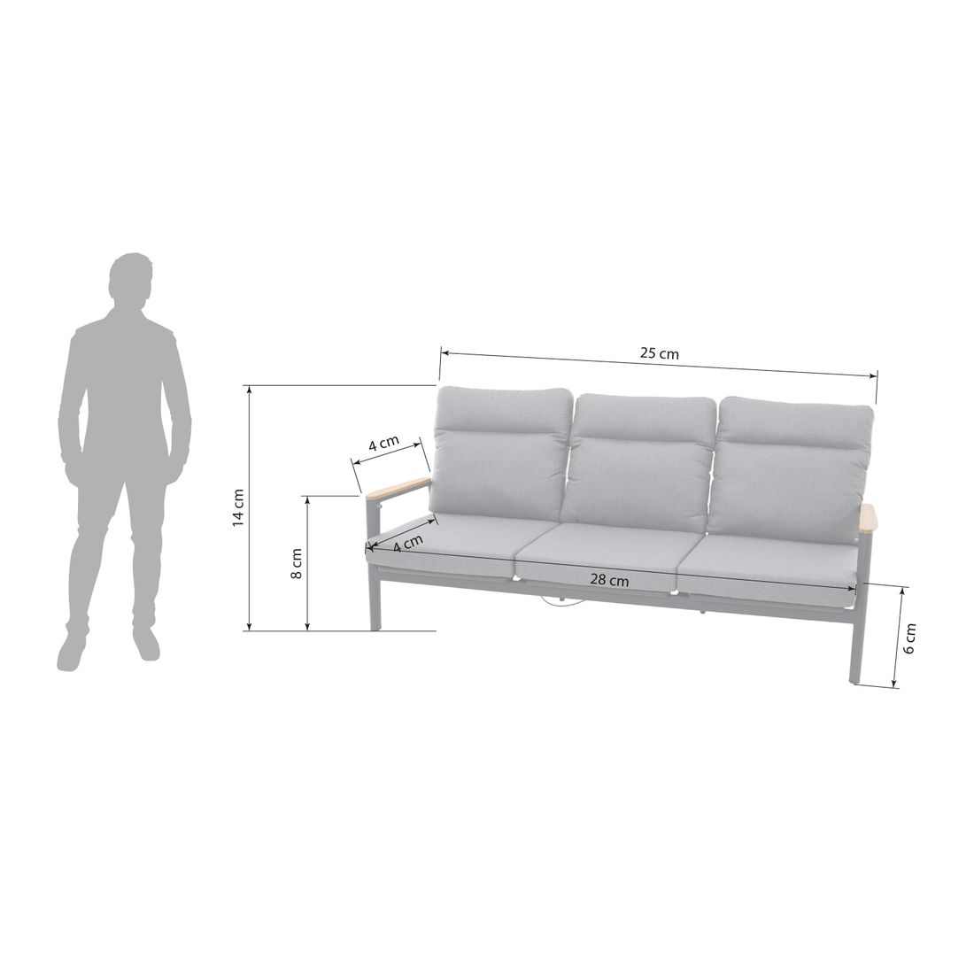 Siena Garden Cortina Gartenloungesofa verstellbar Aluminium/Rope/Kunstfaser