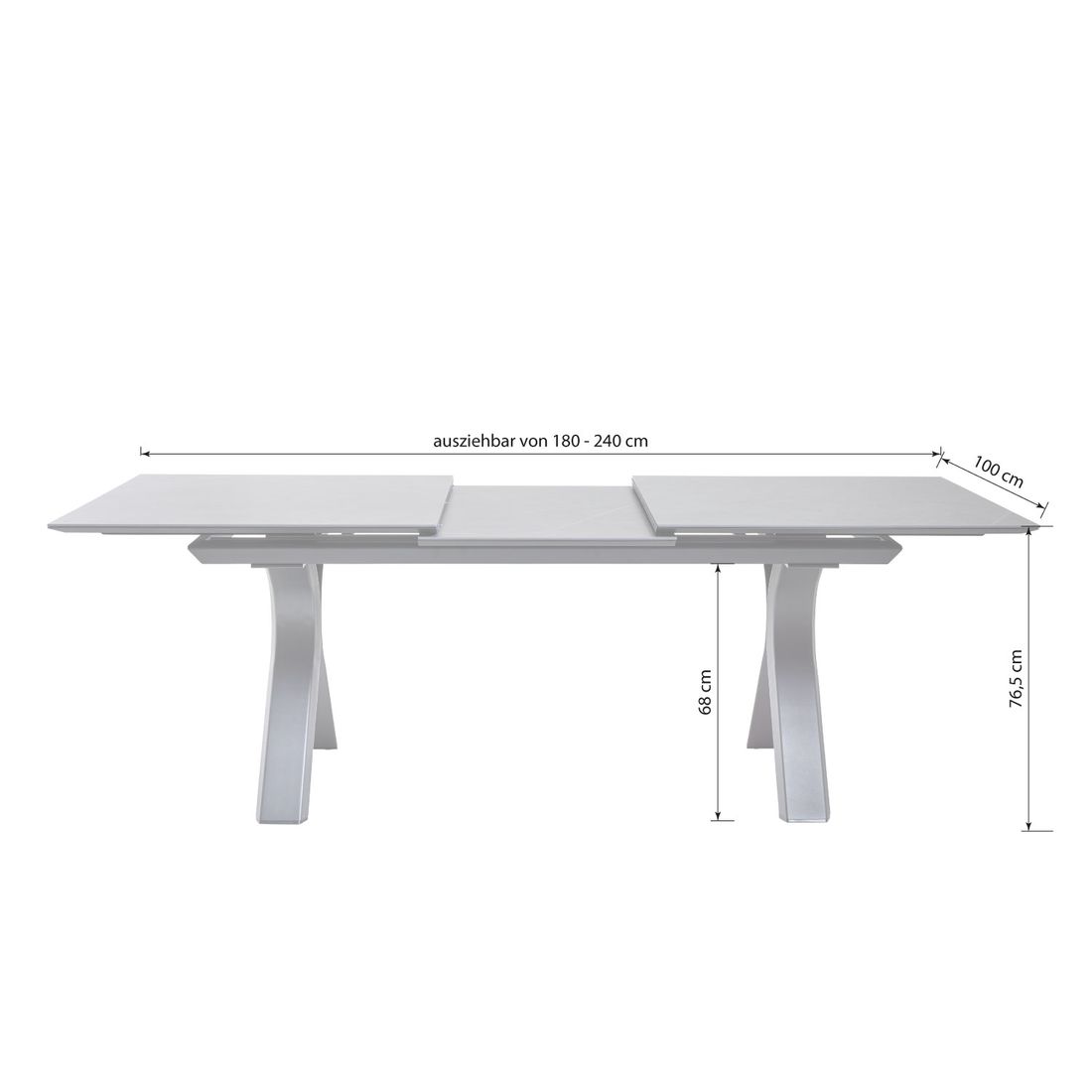 Interliving 7011 Ausziehtisch 180/240x100cm Aluminium/Sinterstein