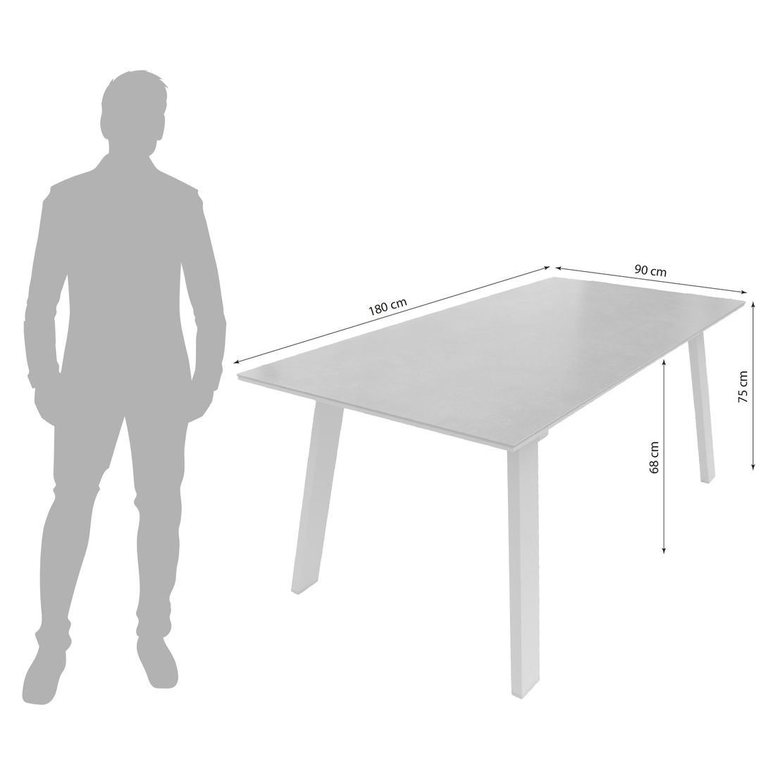 LC Garden Sunrest Gartentisch 180x90cm Aluminium/Glaskeramik