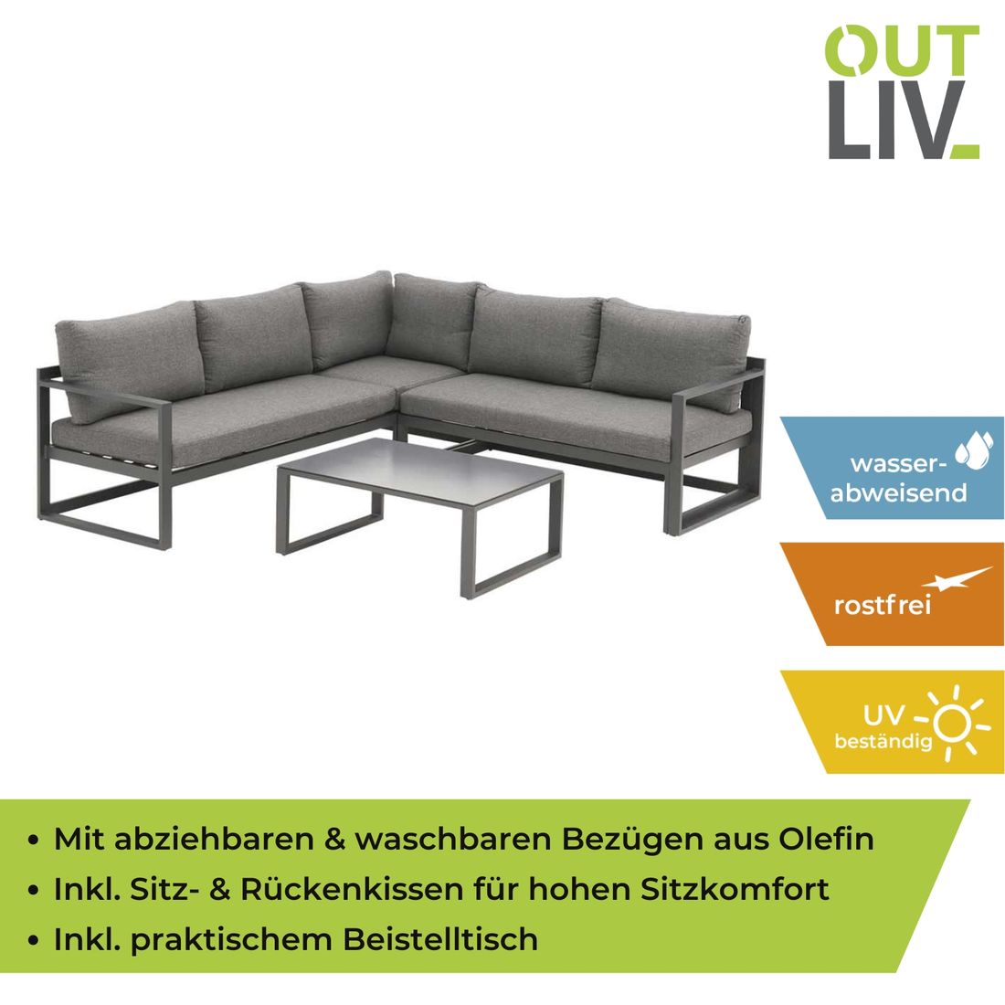 OUTLIV. Florenz Ecklounge Aluminium/Olefin