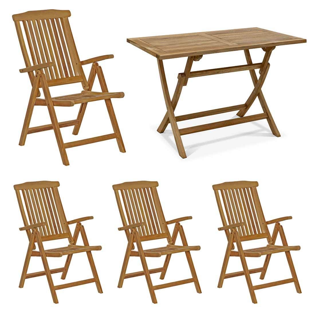 OUTLIV. Ontario Gartenmöbel-Set M (4 Plätze) Tisch 120x70cm