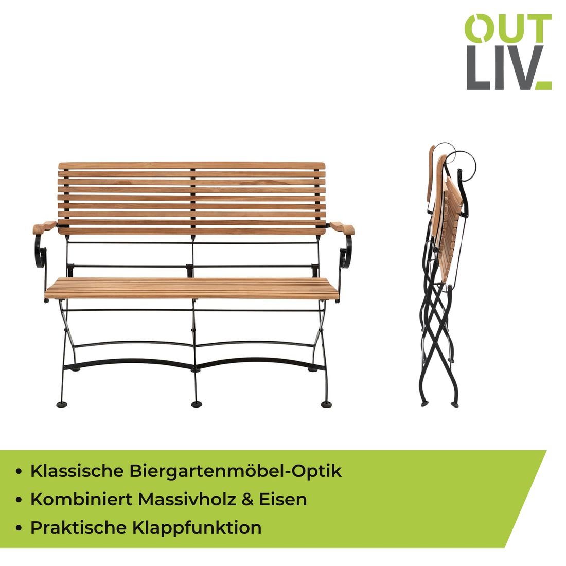 OUTLIV. Lindau Gartenbank Stahl/Teak
