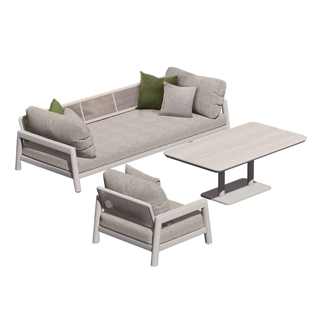 Zebra Cozy Loungeset inkl. Lifttisch Aluminium/Rope/Sunproof