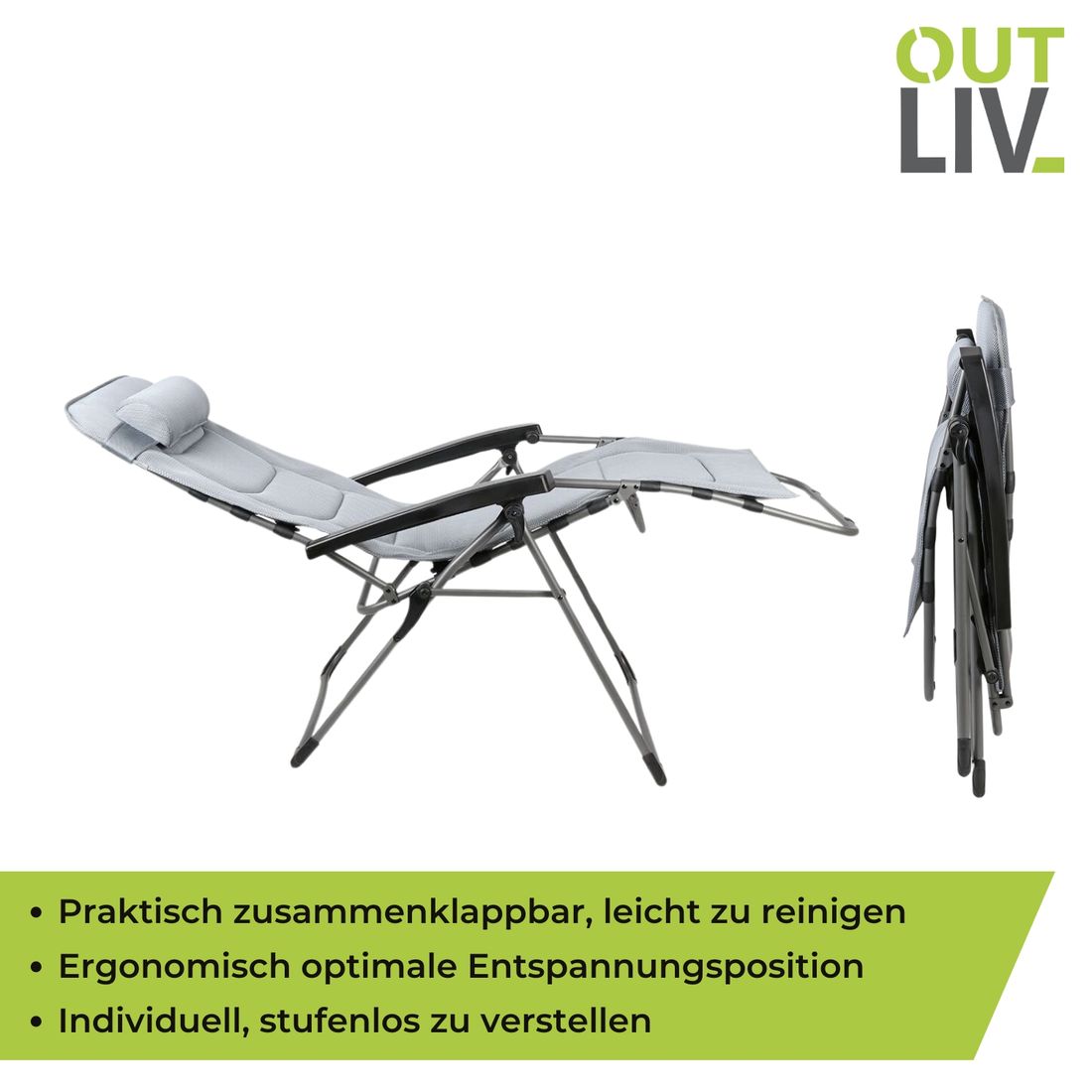 OUTLIV. by Westfield Relaxliege verstellbar Stahl/Polsterung 2D Mesh