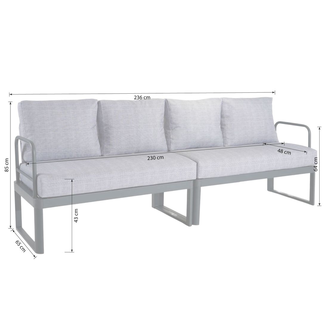 OUTLIV. Pandora Gartenloungesofa Aluminium/Polyester