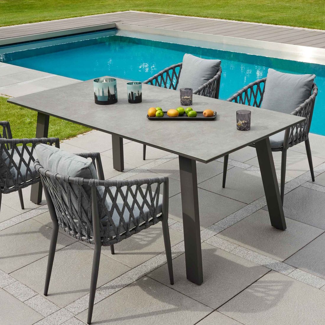 LC Garden Sunrest Gartentisch 180x90cm Aluminium/Glaskeramik