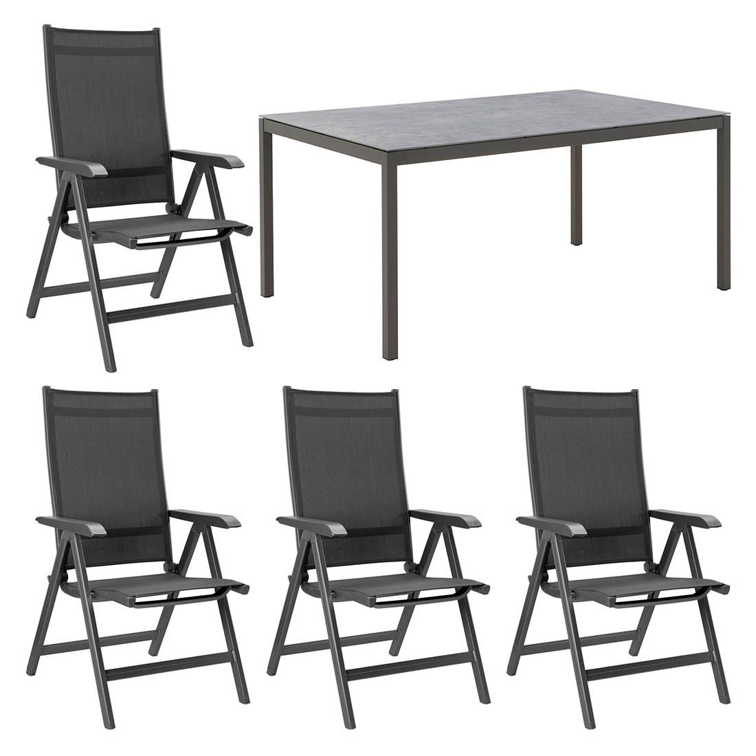 Kettler Basic Plus Gartenmöbel-Set M (4 Plätze) mit OUTLIV. Tisch 160x100cm