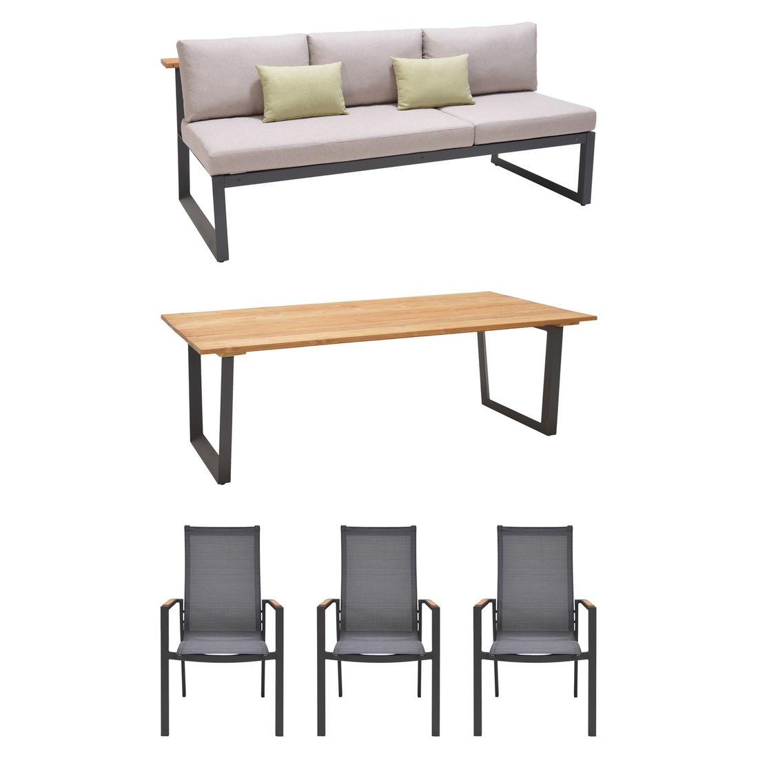LifestyleGarden Jimmy Gartenmöbel-Set L (6 Plätze) Tisch 216x99cm