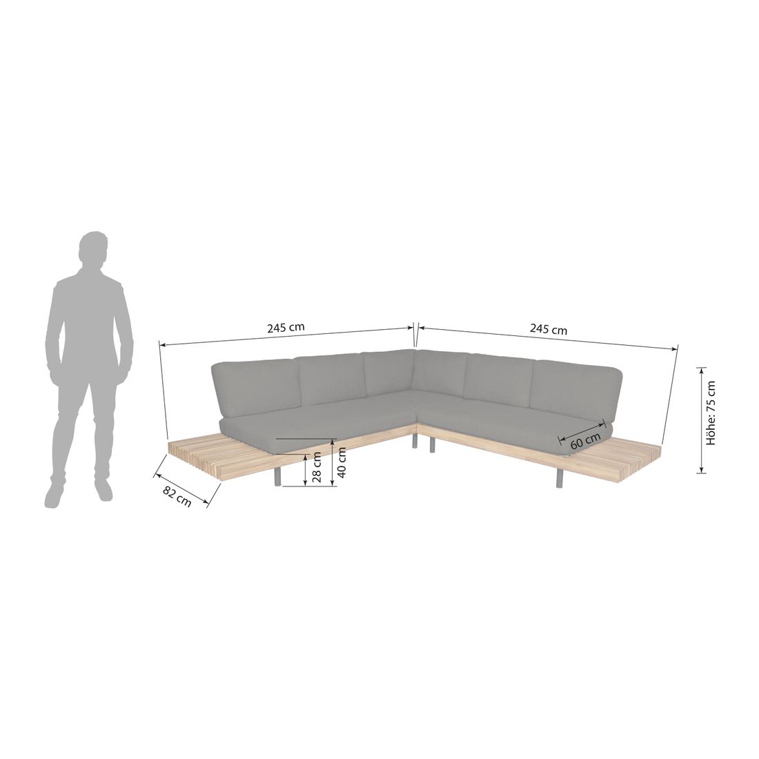 OUTLIV. Portillo Ecklounge Stahl/Akazie/Polyester