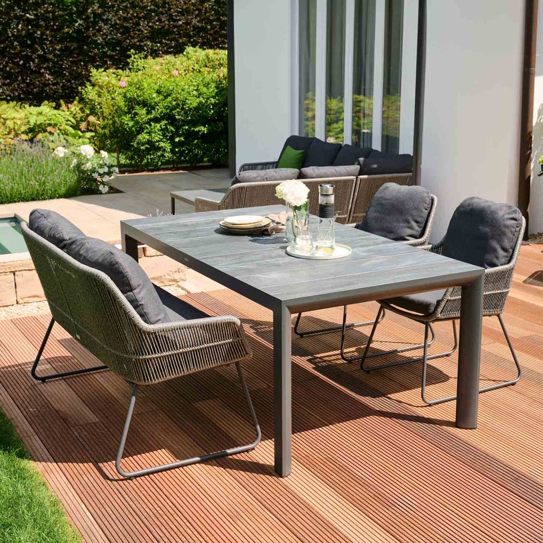 Siena Garden Kansas Gartenmöbel-Set M (4 Plätze) Tisch 160x90cm