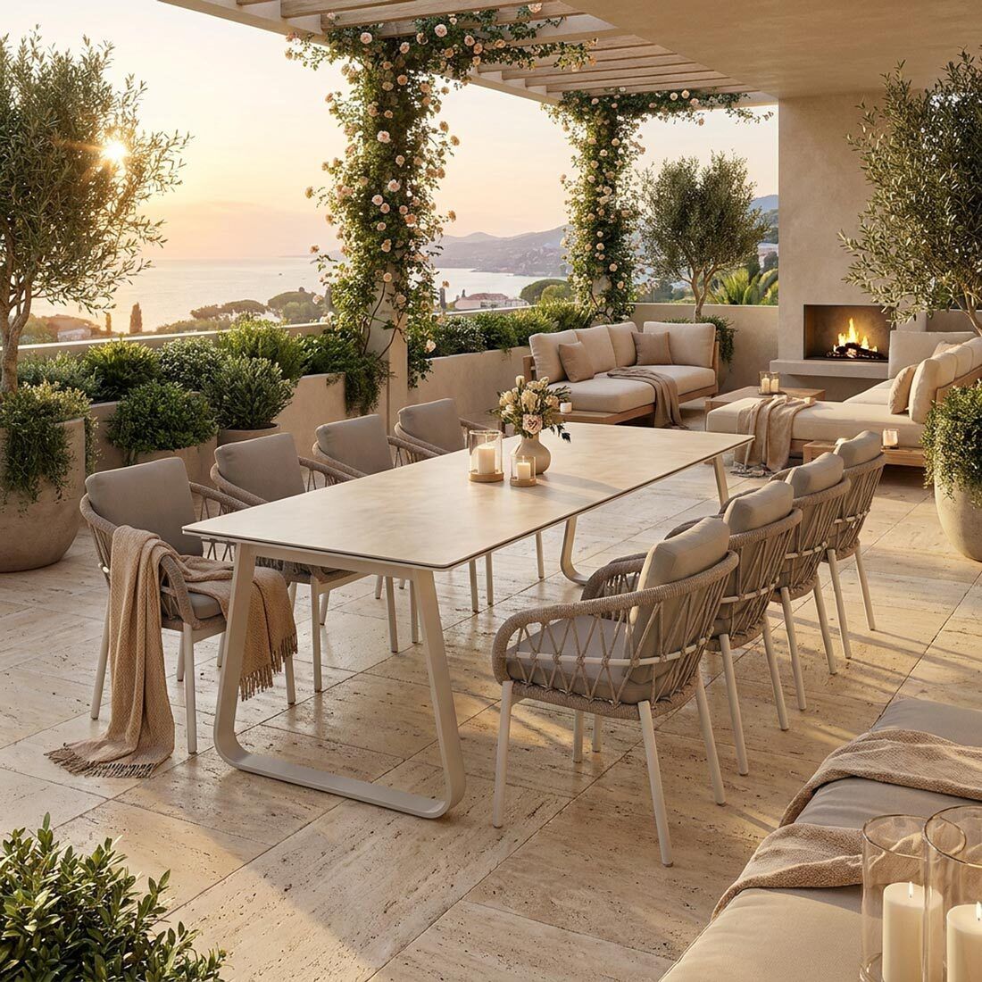 OUTLIV. Dakota Gartenmöbel-Set XL (8 Plätze) Tisch 280x100cm