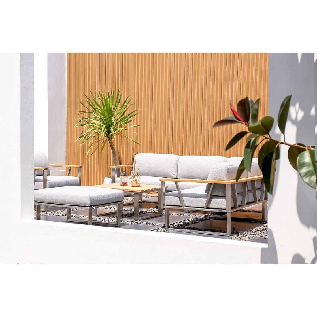 Zebra Belvedere Loungehocker Edelstahl/Olefin