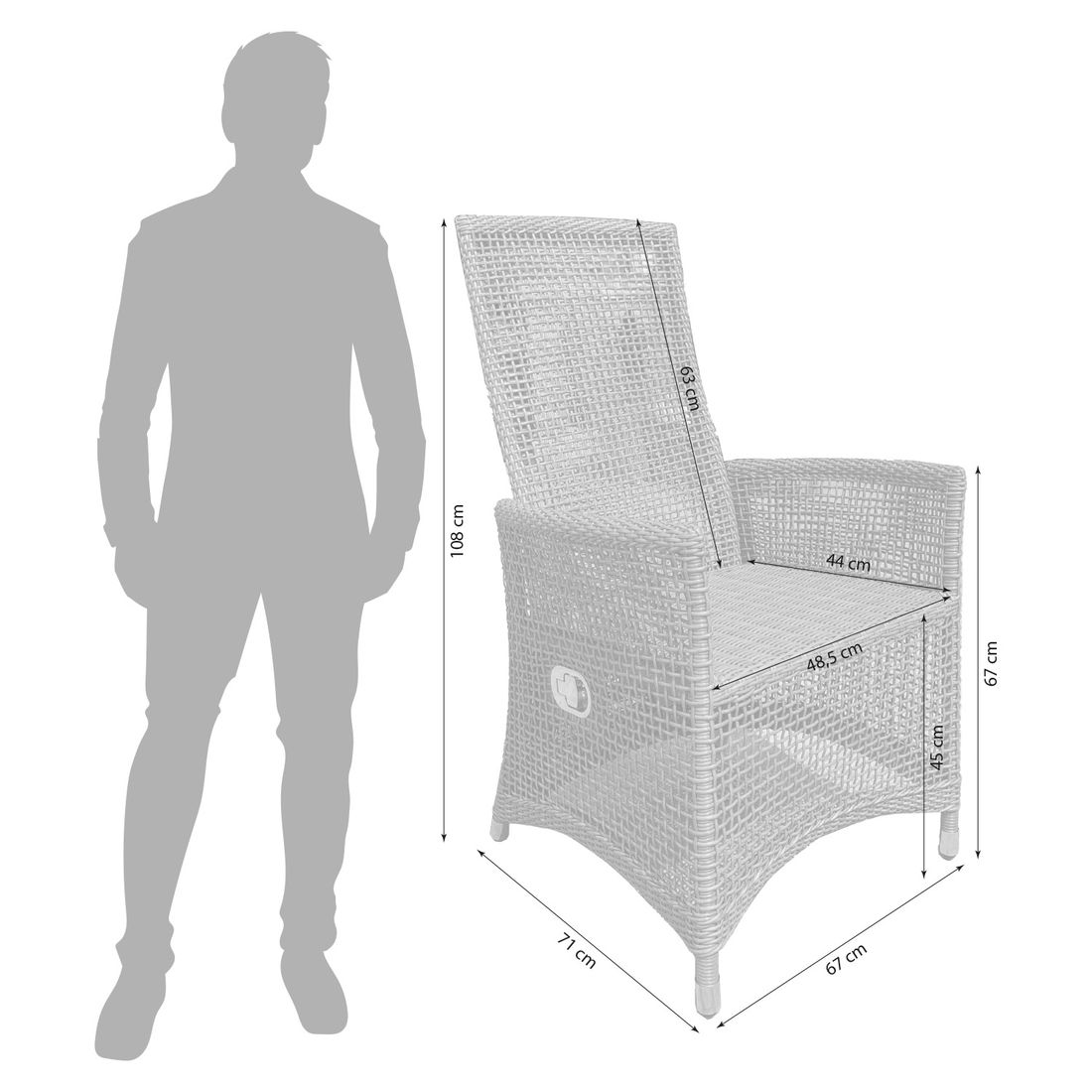 Zebra Loft Gartensessel verstellbar Geflecht
