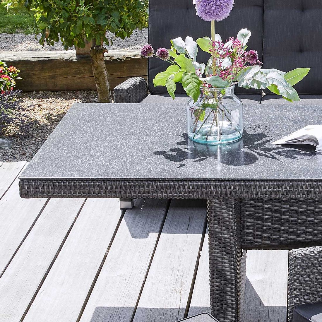 LC Garden Barcelona Gartentisch 200x100cm Geflecht/Glas