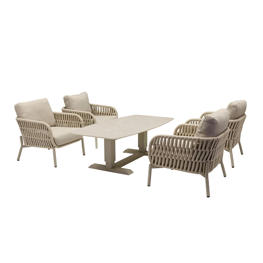 LC Garden Terano Low Dining Dininglounge Tisch 180x90cm Aluminium/Rope/Olefin