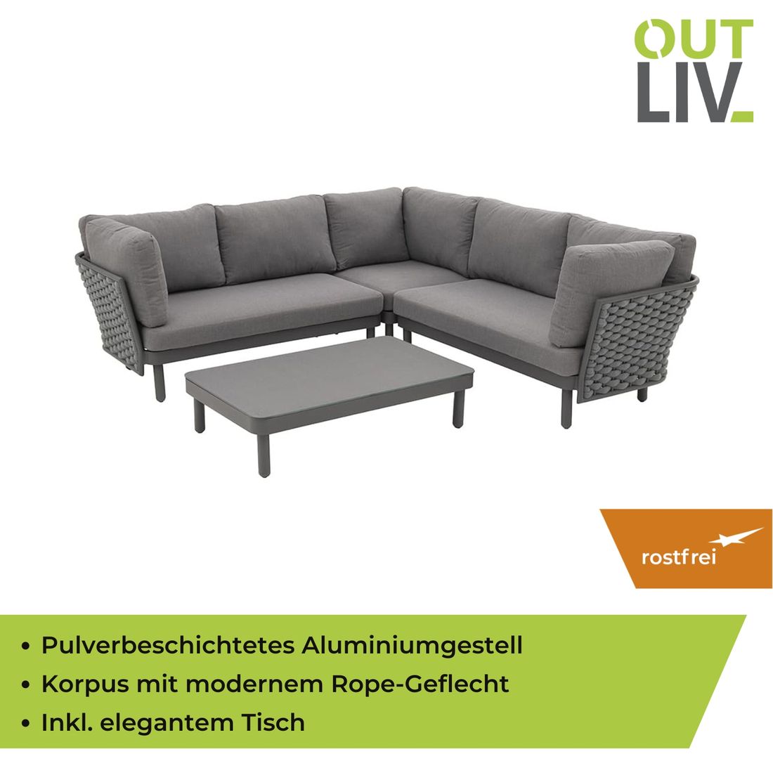 OUTLIV. Leon Ecklounge Aluminium/Rope/Acryl