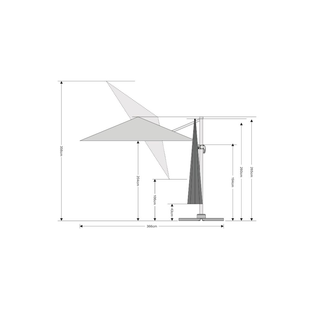 LC Garden Cantilever Ampelschirm mit LED-Beleuchtung 300x300cm