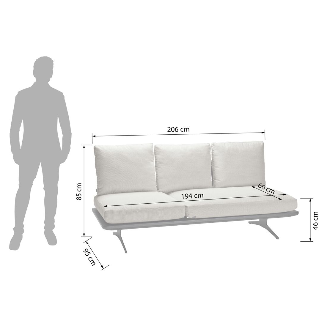 Stern Enya Diningsofa verstellbar Aluminium/Rope/Outdoorstoff
