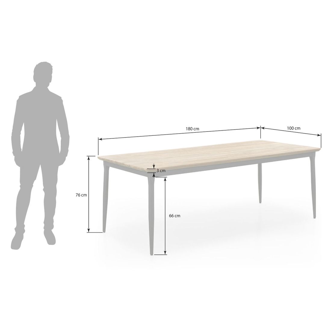 OUTLIV. Monet Gartentisch Aluminium/Teak