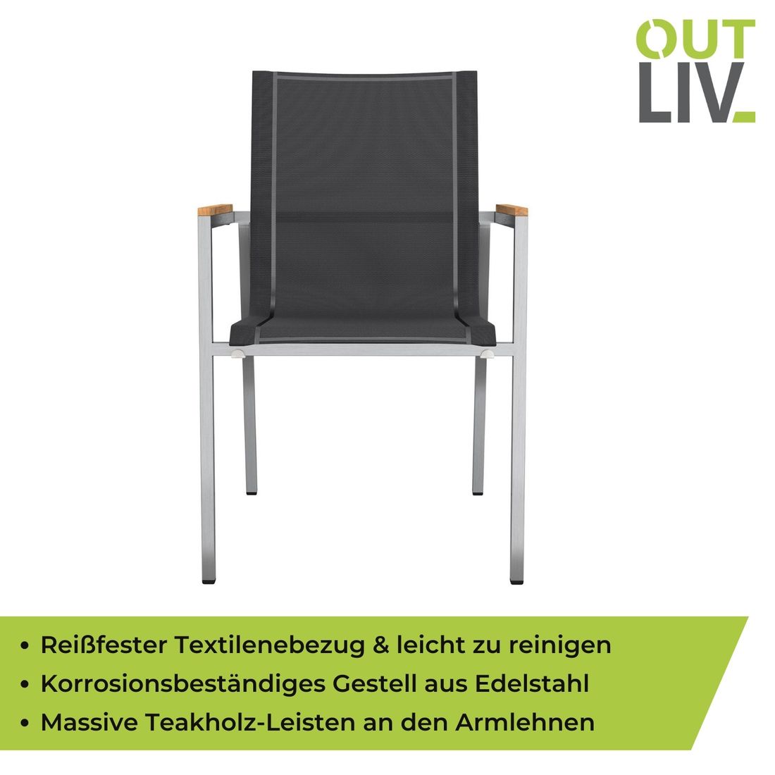OUTLIV. Rimini Stapelsessel Edelstahl/Textilene