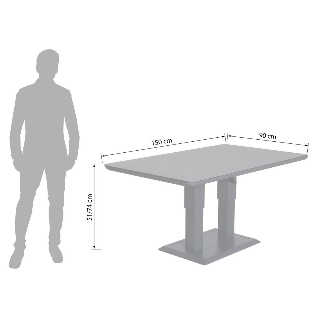 OUTLIV. Allround Gartentisch 150x90cm Aluminium/Glas