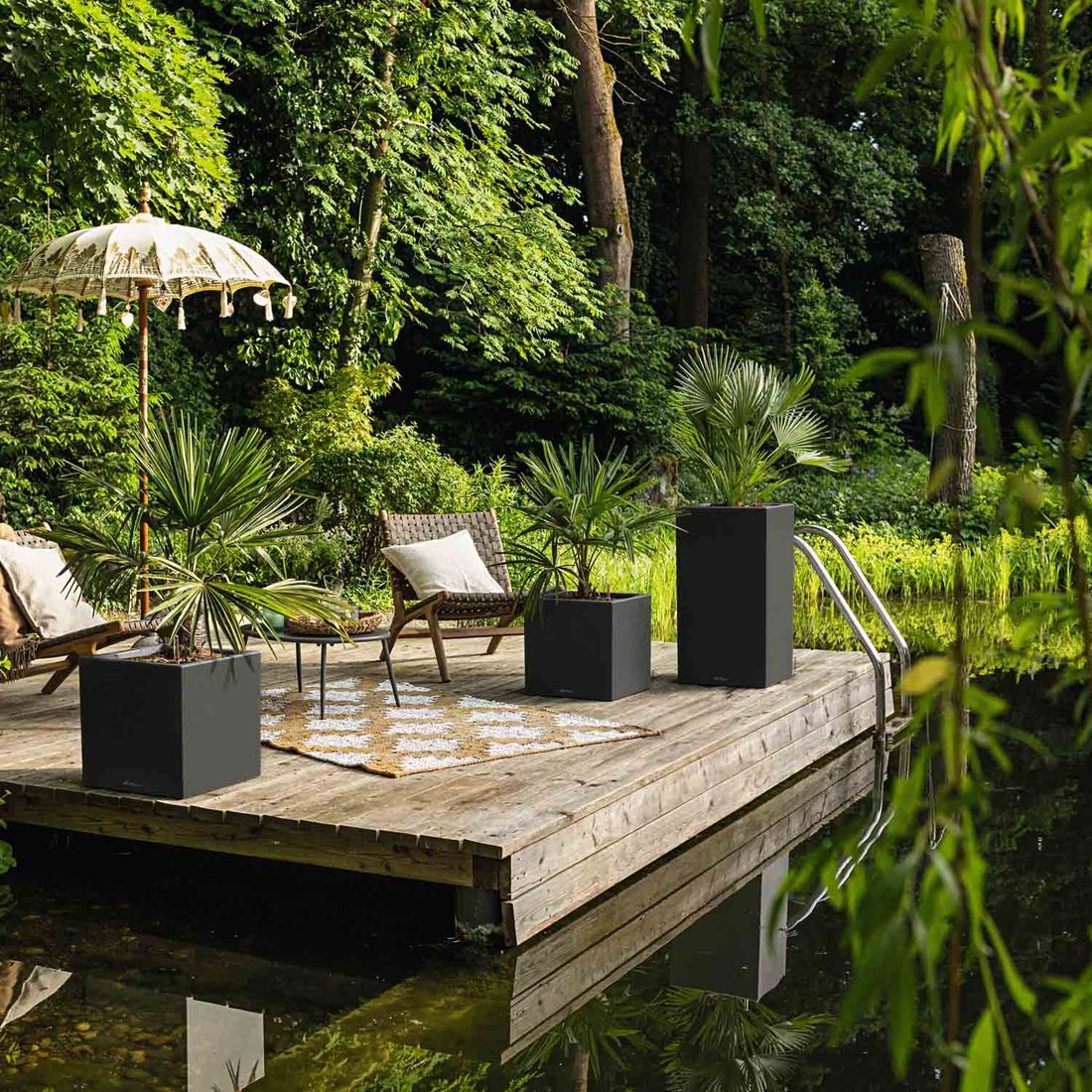 Lechuza Canto Stone 40 LED Pflanzgefäß mit Beleuchtung Kunststoff
