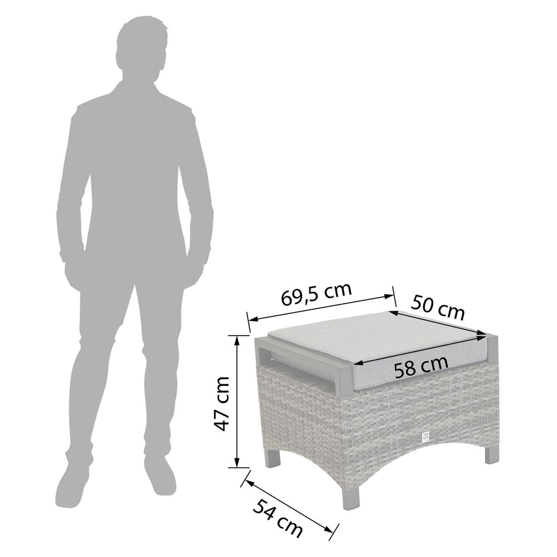 LC Garden Vivera Loungehocker Geflecht mit Sitzkissen