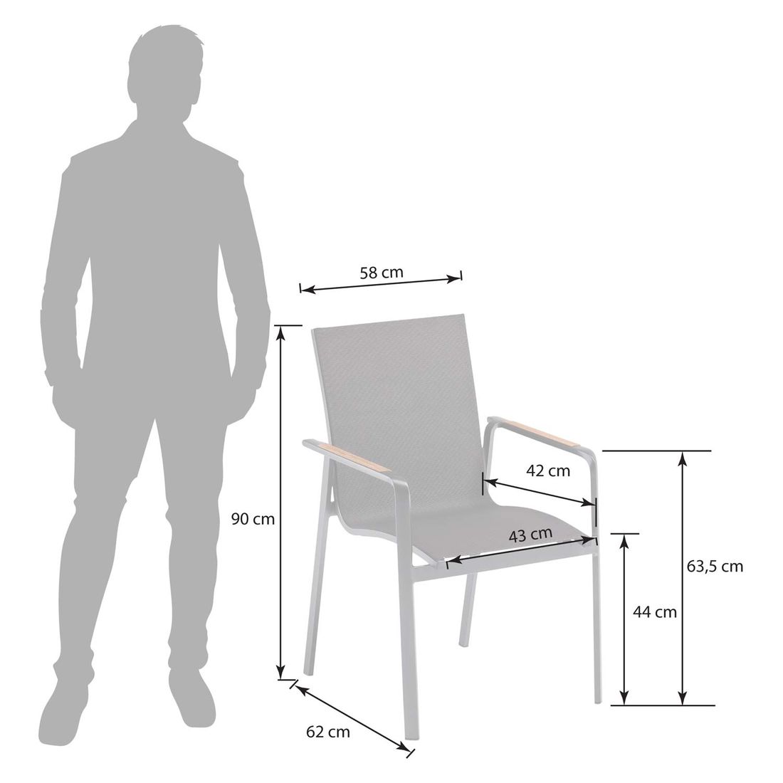 Kettler Diamond Stapelsessel Aluminium/Outdoorgewebe