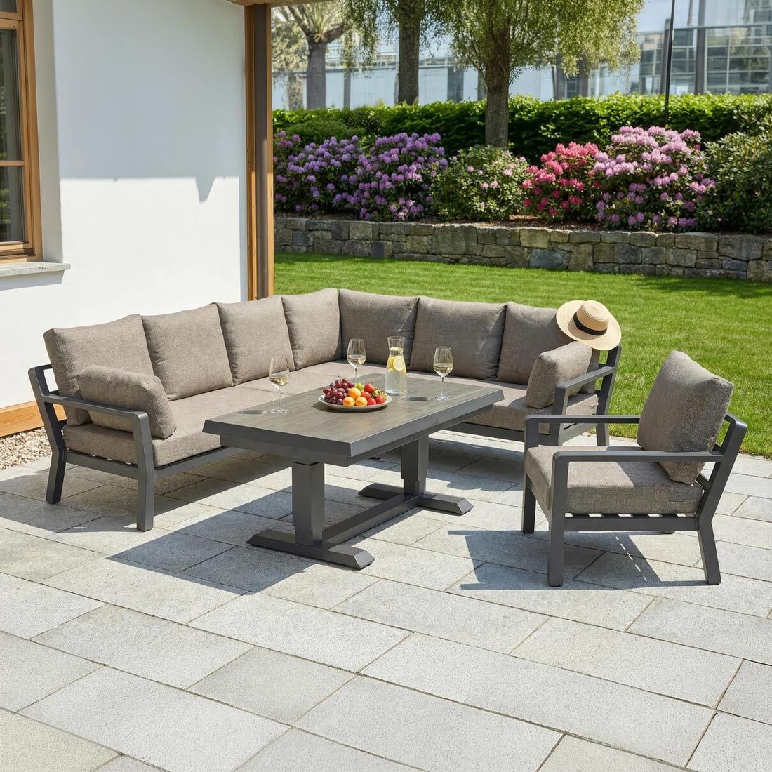 LC Garden Avena Dininglounge Tisch 140/180x80cm Aluminium/Polyester