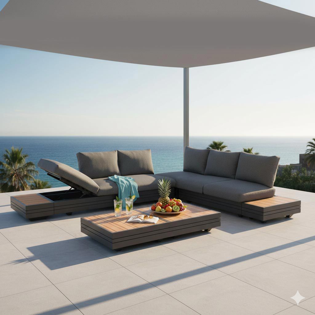 Zebra Cubo Neo Ecklounge inkl. Loungetische Aluminium/Sunproof