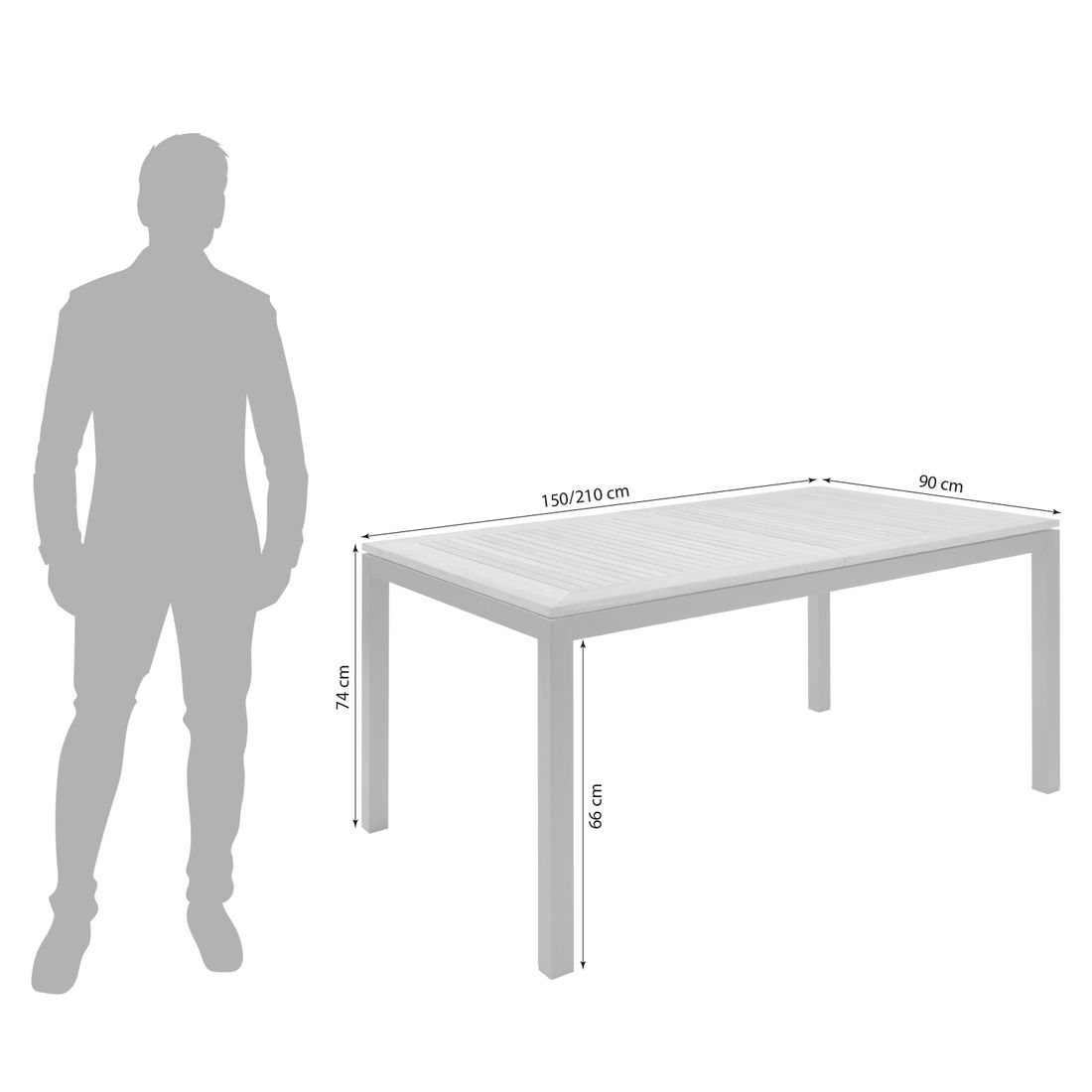 Hartman South Wales Ausziehtisch 150/210x90cm Aluminium/Teak