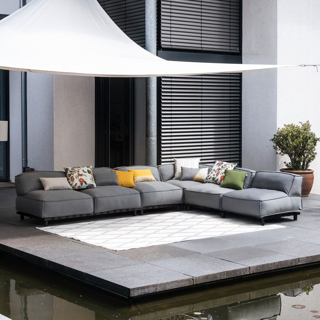 Schöner Wohnen Vlieland Ecklounge Aluminium/Sunbrella