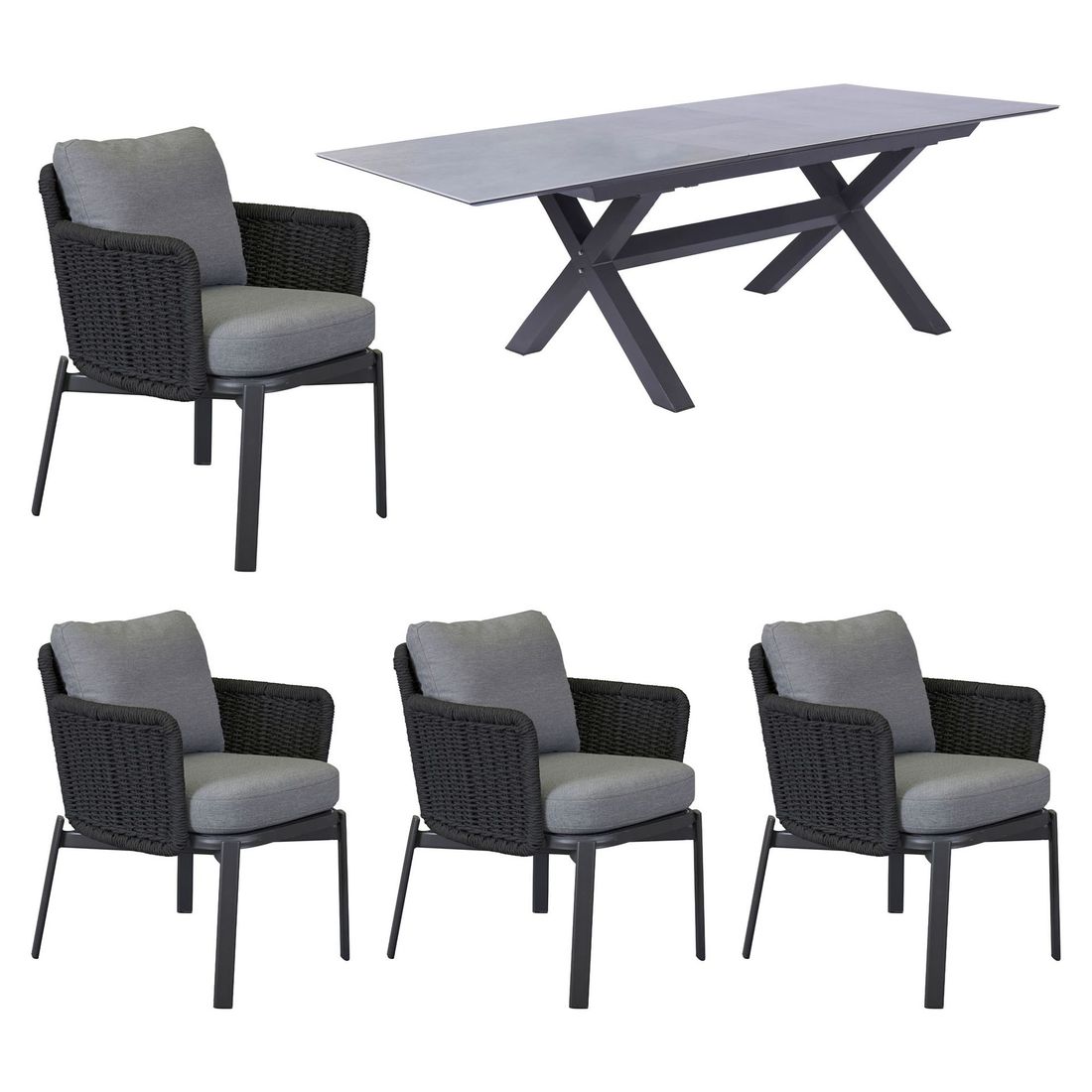 LC Garden Catalina Gartenmöbel-Set M (4 Plätze) Tisch 200/260x100cm