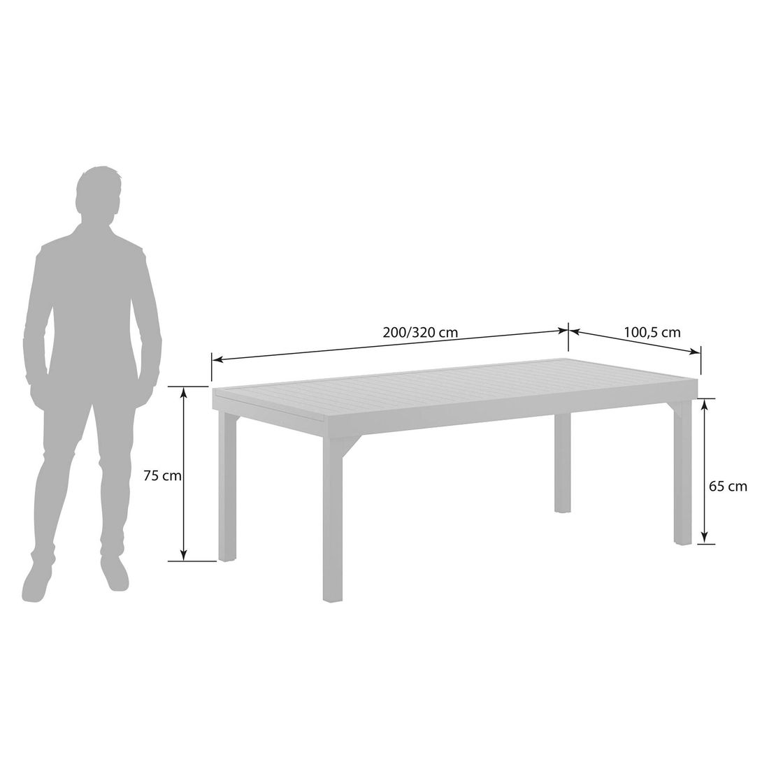 OUTLIV. Lucca Ausziehtisch 200/320x100,5cm Aluminium