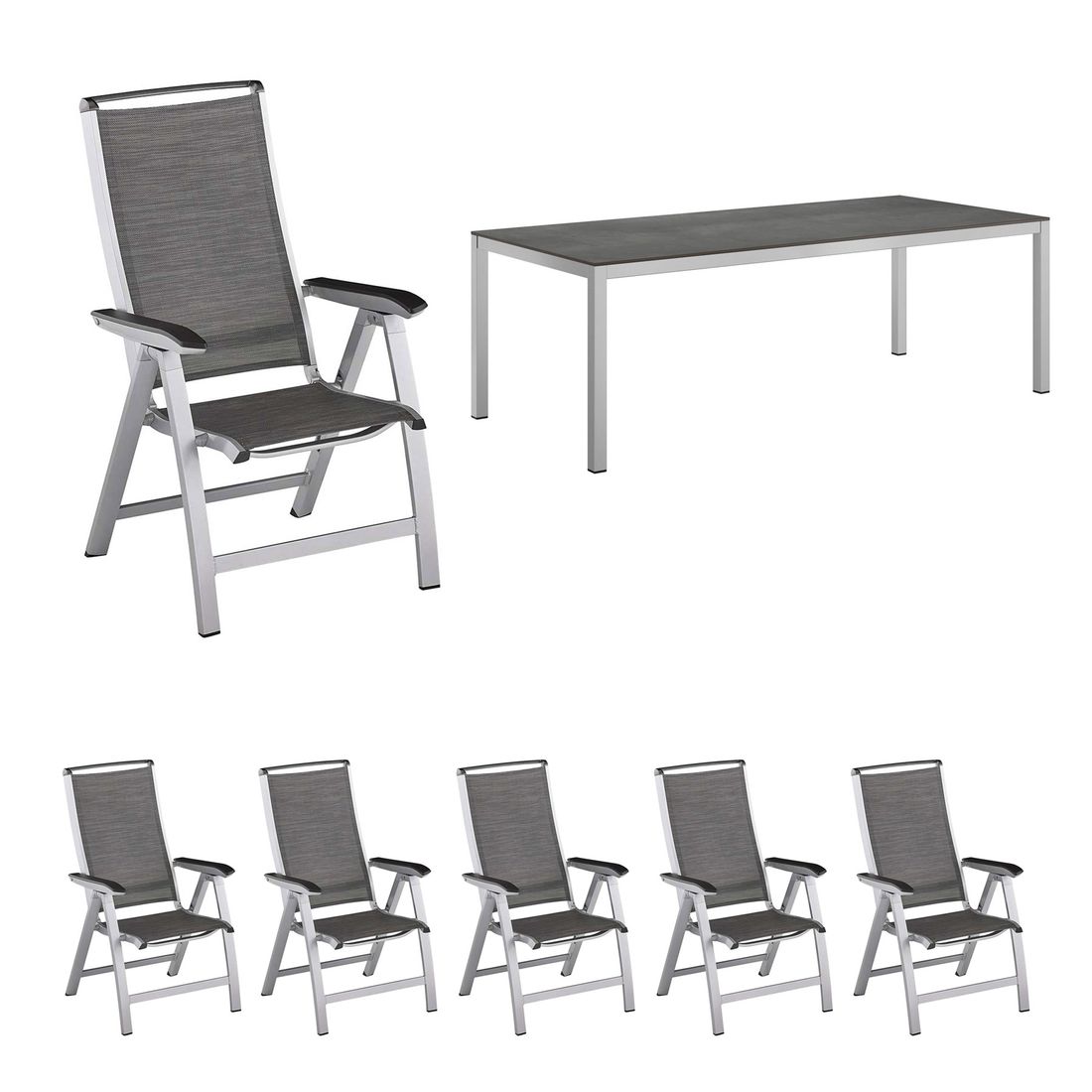 Kettler Forma II Gartenmöbel-Set L verstellbar (6 Plätze) mit OUTLIV. Tisch 220x100cm