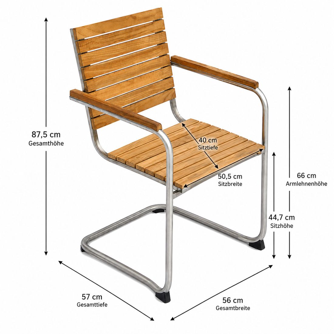 OUTLIV. Maui Freischwinger Edelstahl/Teak