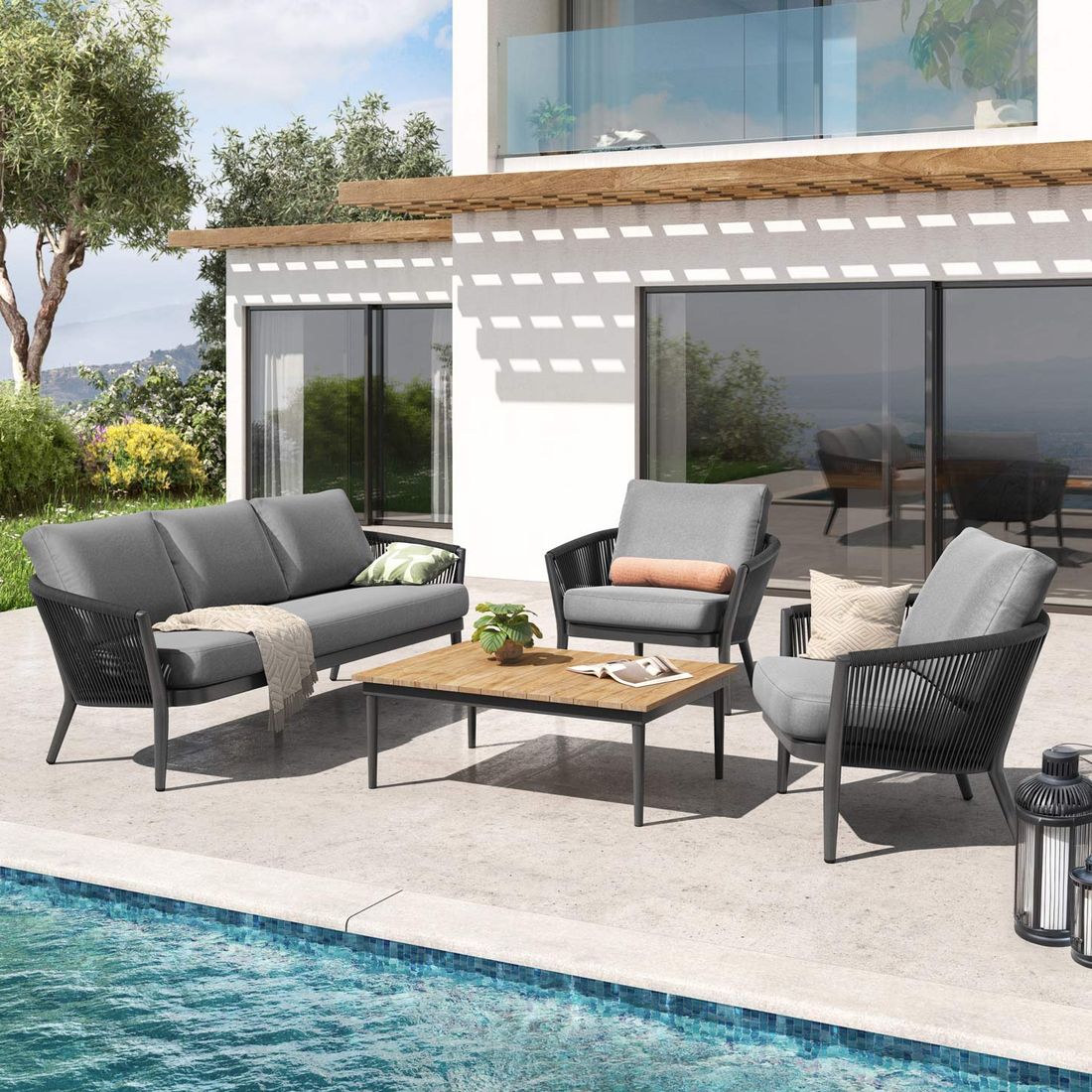 OUTLIV. Monet Loungeset inkl. Loungetisch Aluminium/Rope/Olefin