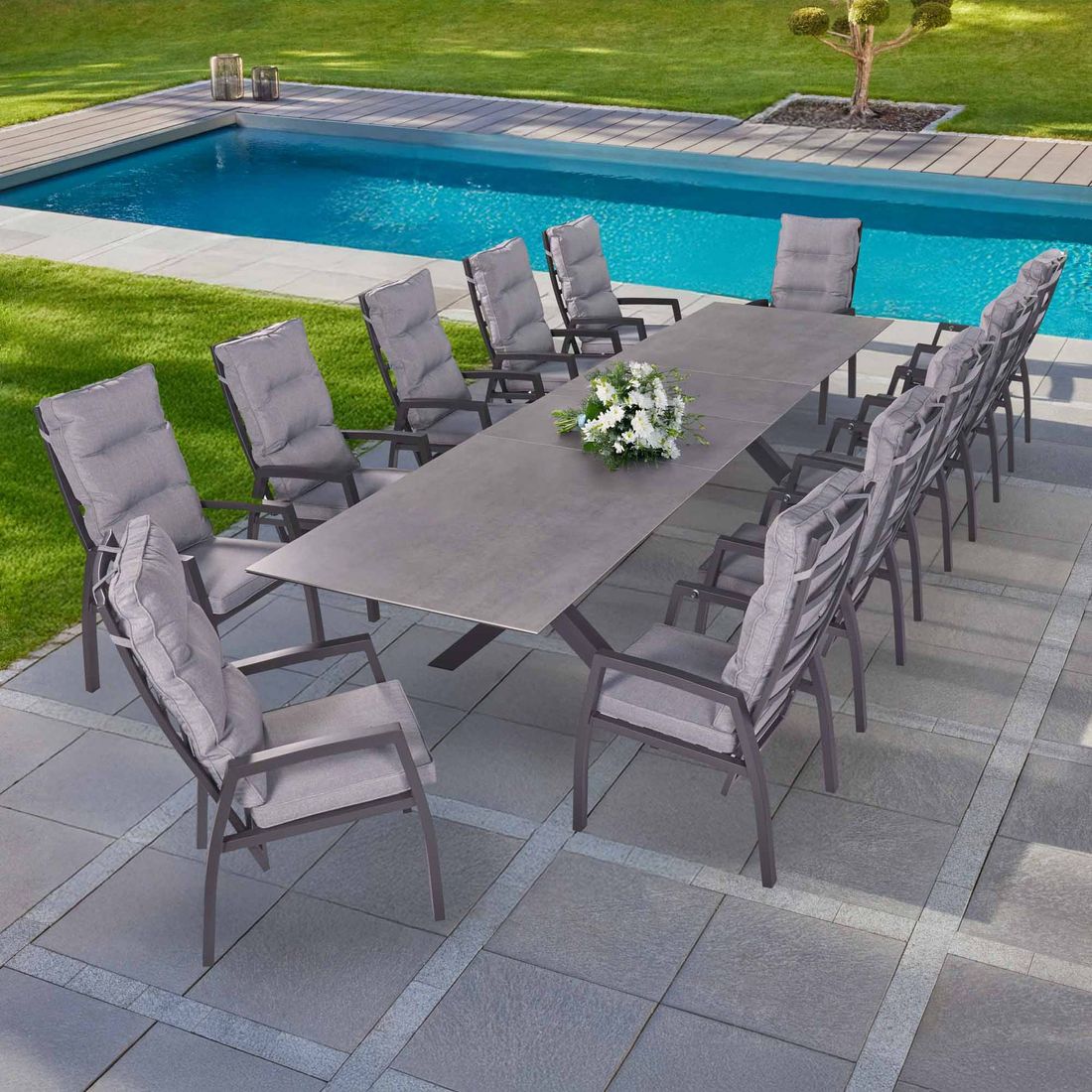 LC Garden Bondino Gartenmöbel-Set XXL verstellbar Tisch 280/340/400x100cm