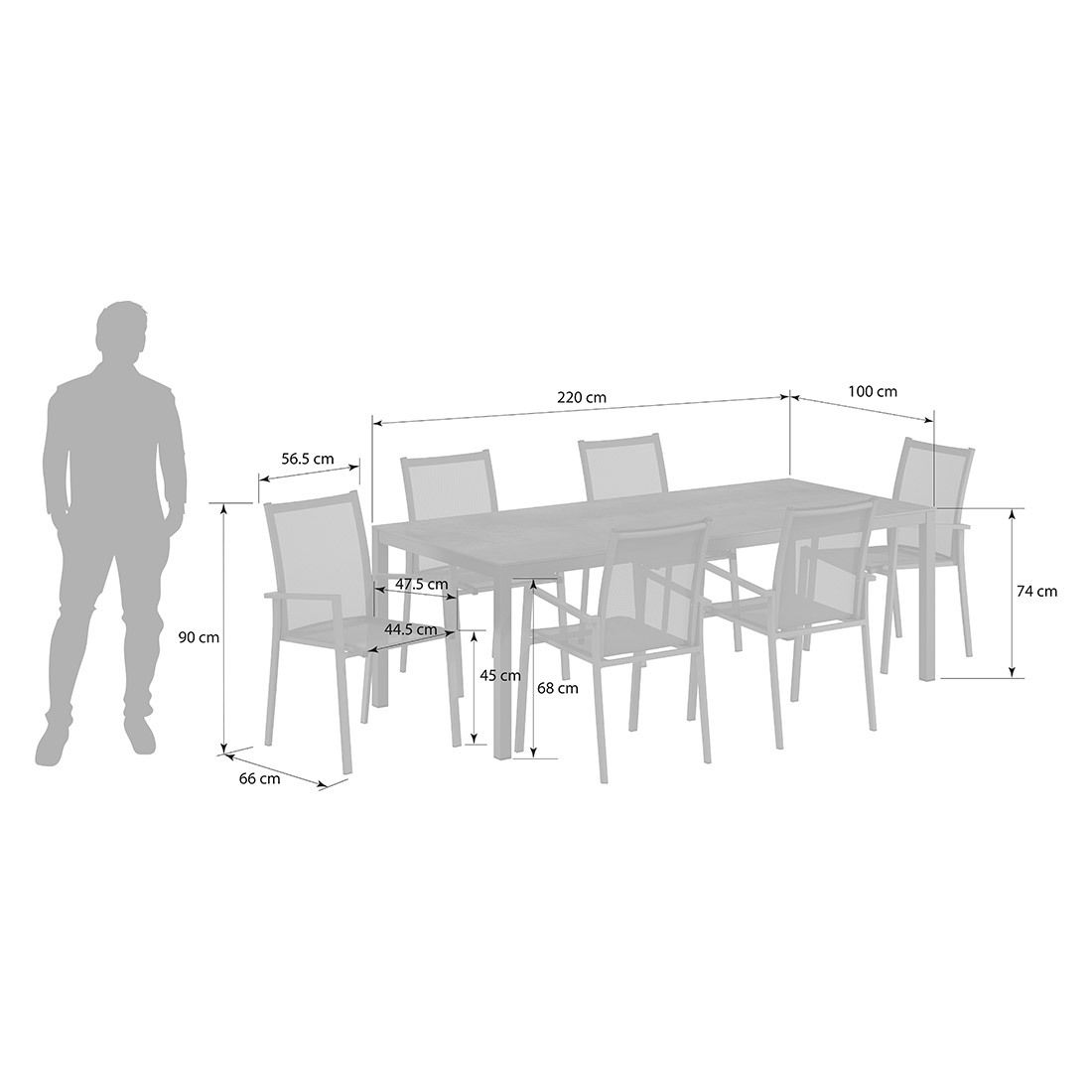 OUTLIV. Kobe Gartenmöbel-Set L (6 Plätze) Tisch 220x100cm