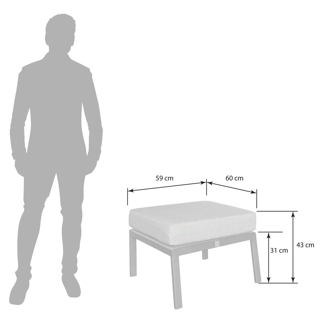 OUTLIV. Perth Loungehocker Aluminium/Kunstfaser