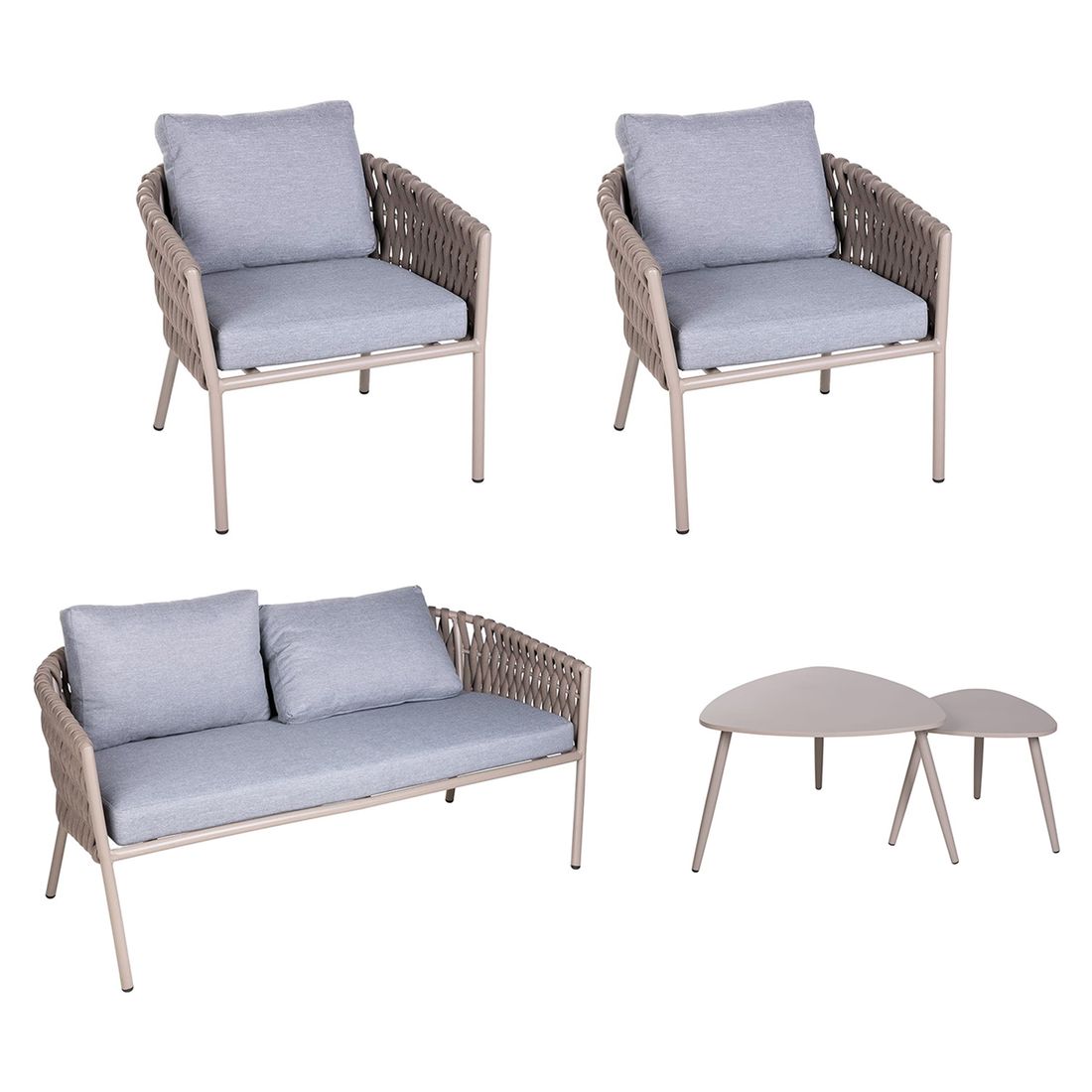 OUTLIV. Loungeset Stahl/Kunstfaser