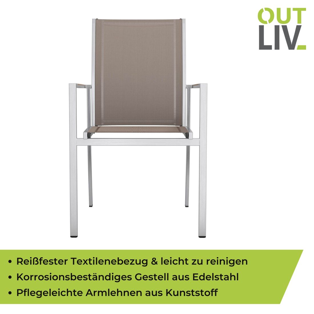 OUTLIV. Oviedo Stapelsessel Edelstahl/Textilene